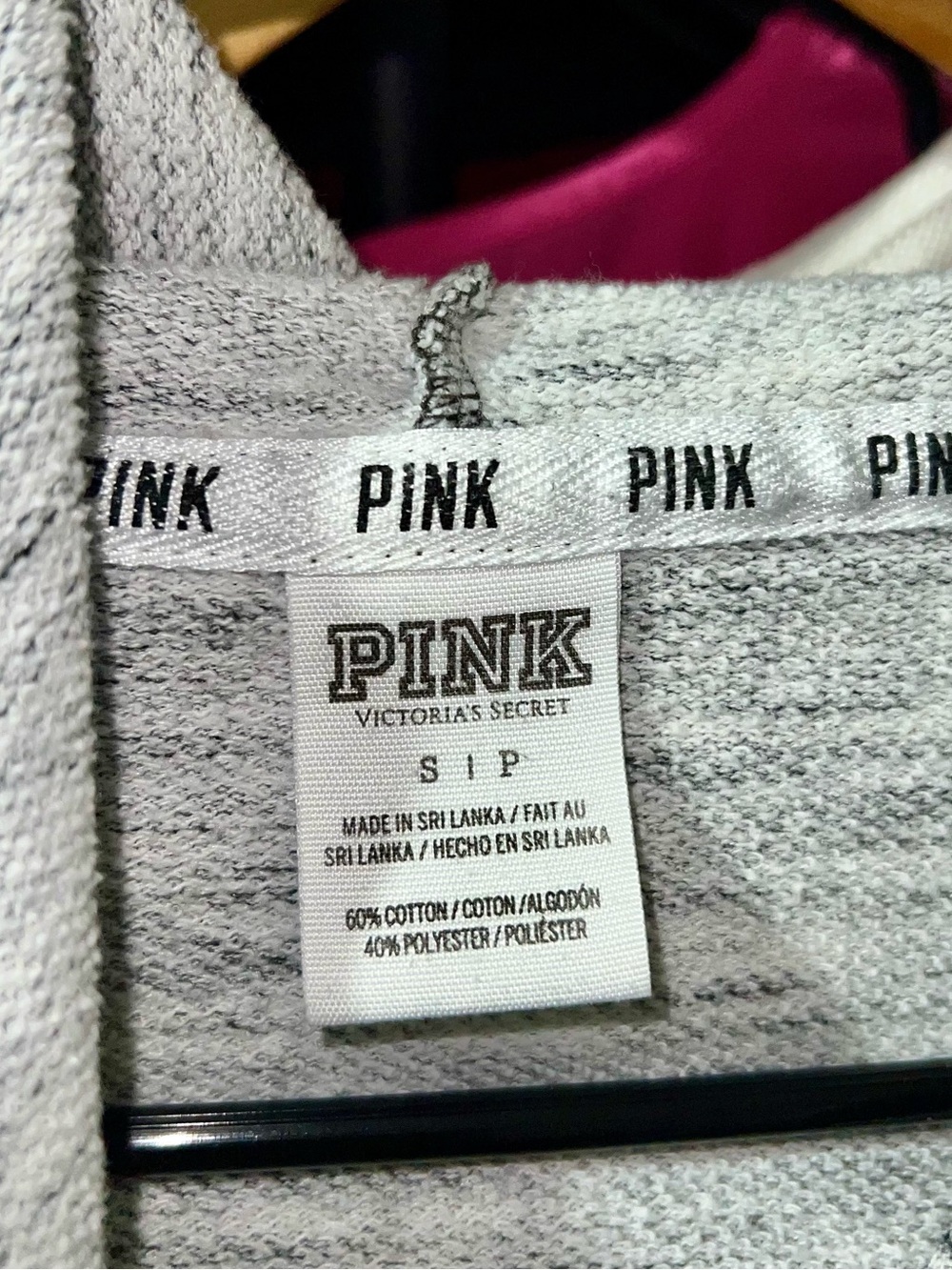 Vintage PINK Victoria's Secret Gray Marled Sequin Bling Logo Hoodie & Jogger Set - Picture 16 of 16
